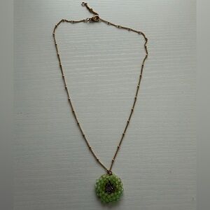 Green Flower Beaded Necklace